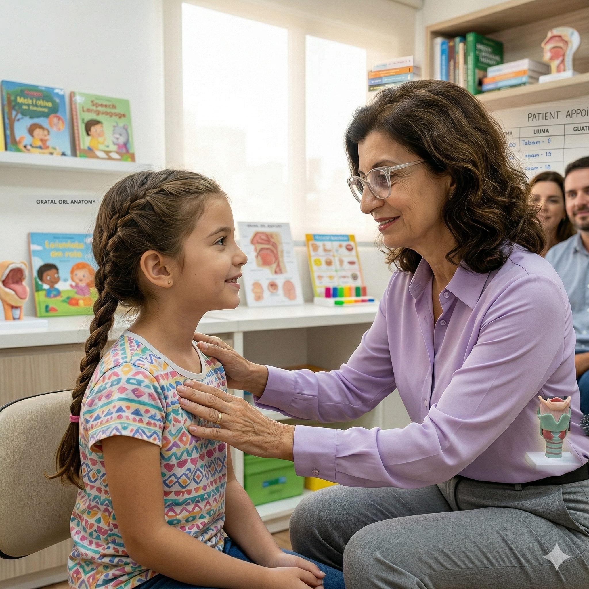 Dra. Regina Moreira Miranda em seu consultório de fonoaudiologia em Londrina